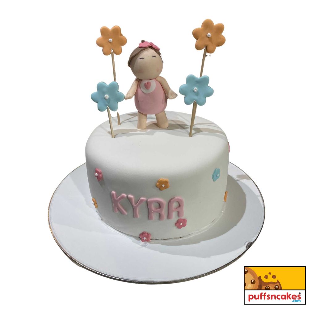 (826) Baby Girl Cute Theme Fondant Cake